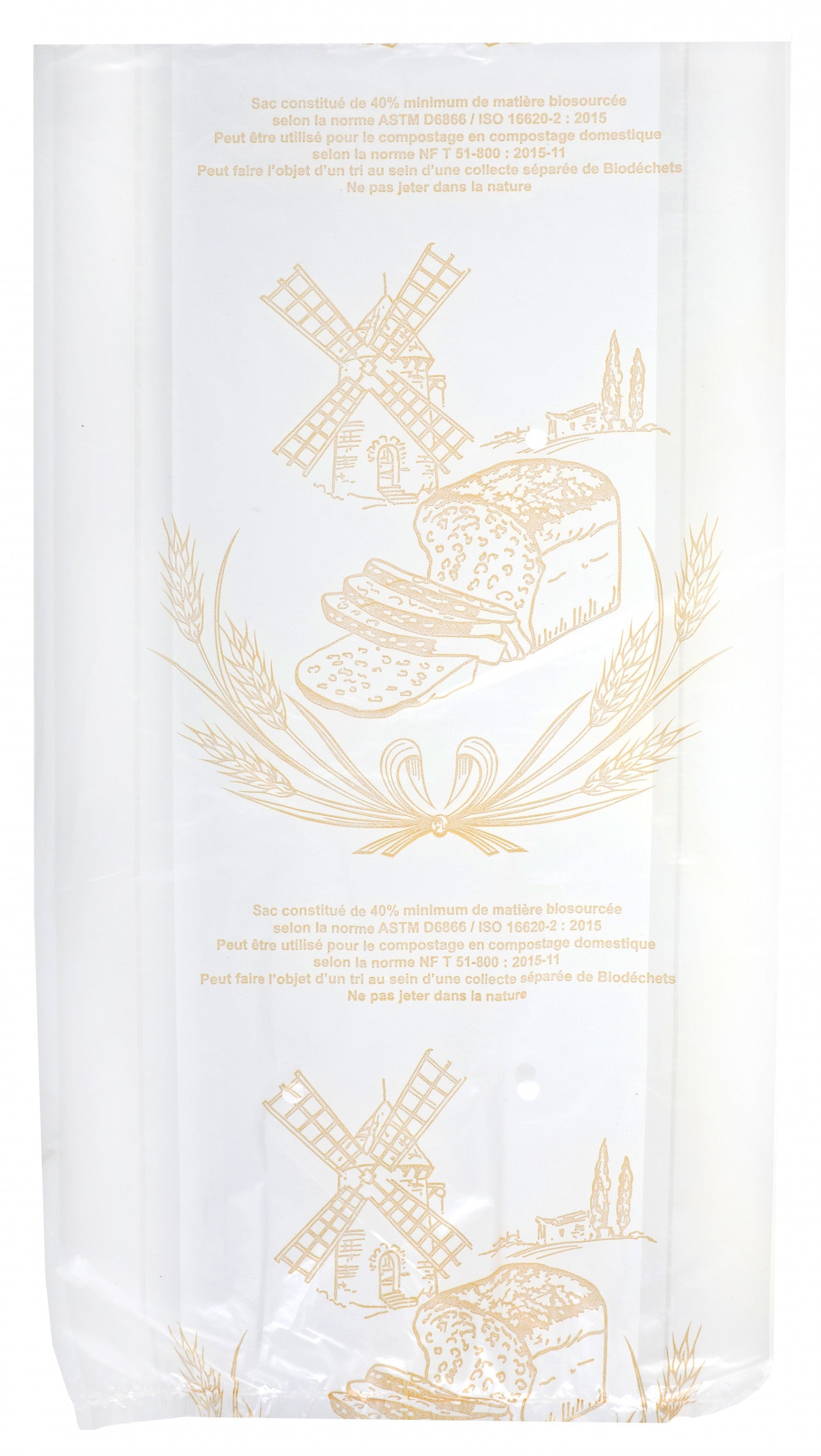 Sachet Décoré Pain Coupé Biodégradable 15µ - Paquet 250 pcs