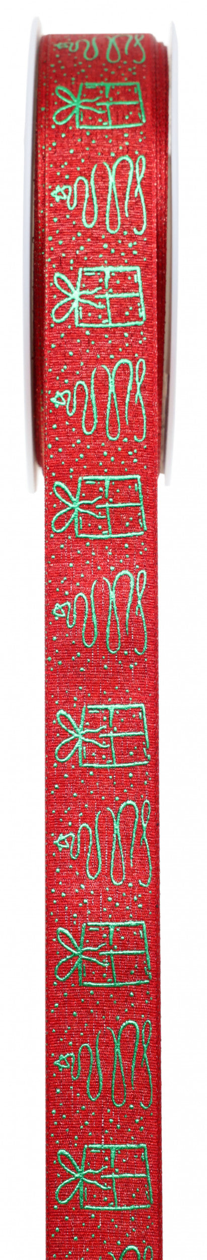 Ruban Sapins et Cadeaux de Noël - Bobine 25 mètres