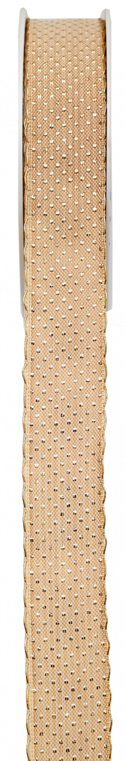 Ruban petits pois dorés - Bobine 15 mètres