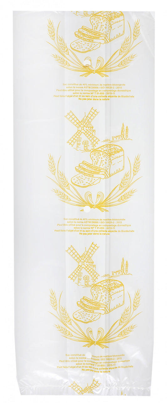 Sachet Décoré Pain Coupé Biodégradable 15µ - Paquet 250 pcs